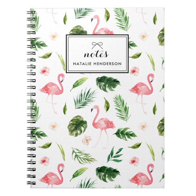Cuaderno Hojas tropicales acuáticas y Personalizado de flam (Frente)