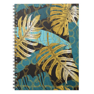 Cuaderno Hojas tropicales bajo una cortina de cadenas de or
