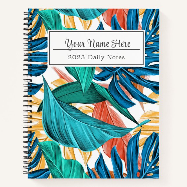 Cuaderno Hojas tropicales coloridas, diseño de patrones exó (Anverso)