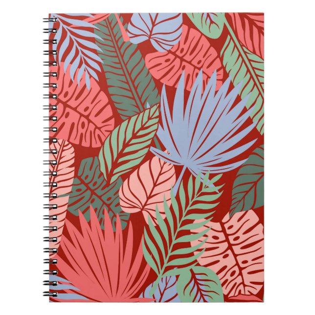 Cuaderno Hojas tropicales de Doodle: Oscuras manos dibujada (Frente)