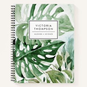 Cuaderno Hojas Tropicales De Monstera Acuarela Vegetación