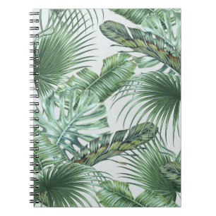 Cuaderno Hojas tropicales de palma, monstera, hoja de pláta