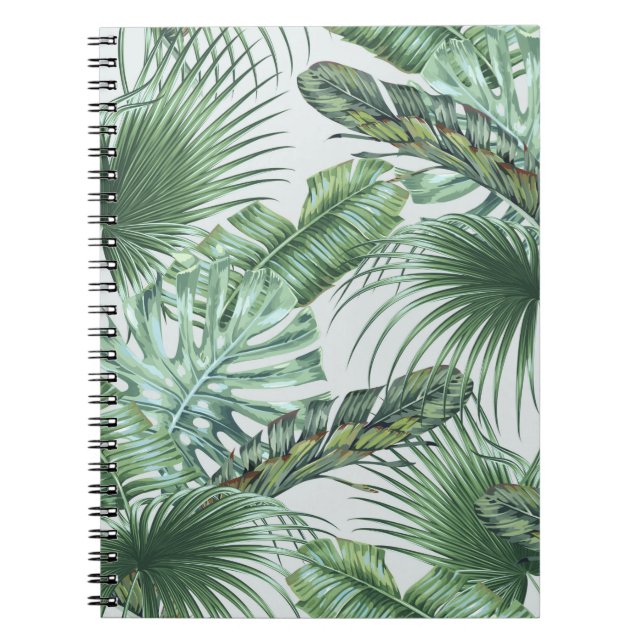 Cuaderno Hojas tropicales de palma, monstera, hoja de pláta (Frente)