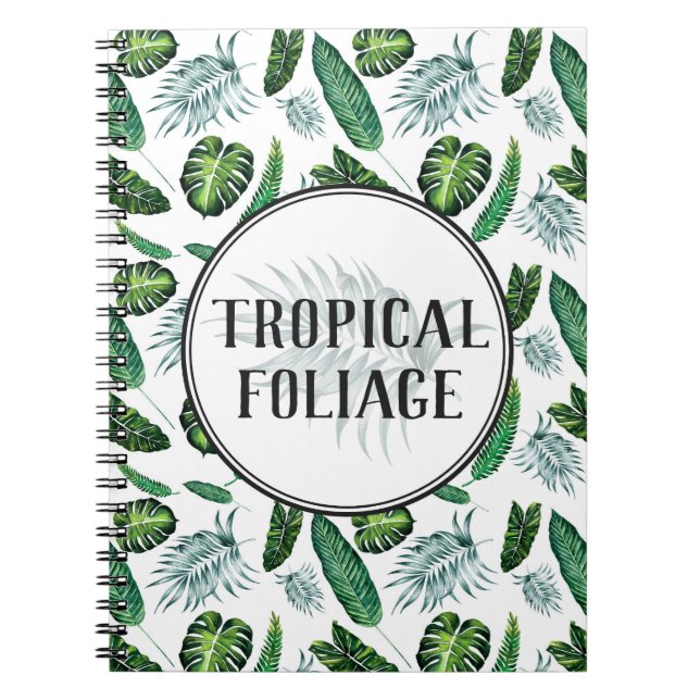 Cuaderno Hojas tropicales de palma y acuarela de vegetación (Frente)