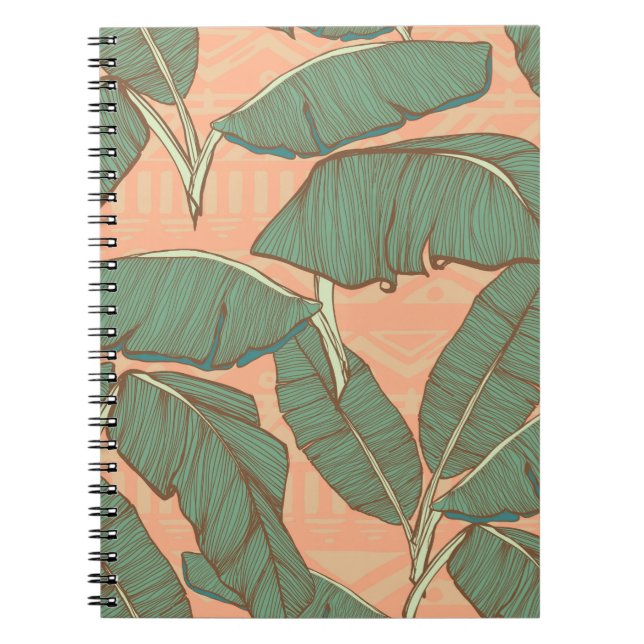 Cuaderno Hojas tropicales de palmera fondo transparente (Frente)