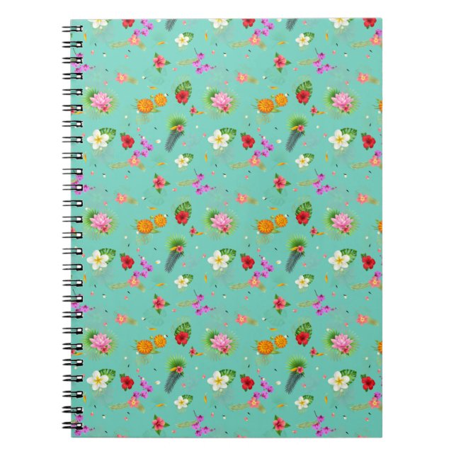 Cuaderno Hojas tropicales en turquesa (Frente)