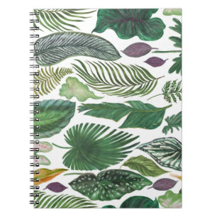 Cuaderno Hojas tropicales: fondo transparente de acuarela