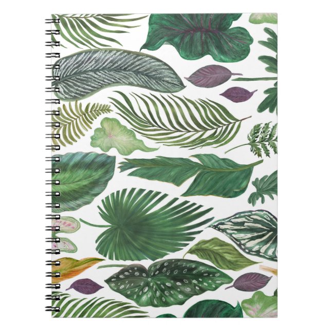 Cuaderno Hojas tropicales: fondo transparente de acuarela (Frente)