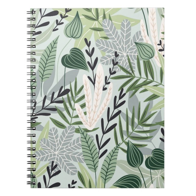 Cuaderno Hojas Tropicales: Impresión Vintage de mano. (Frente)