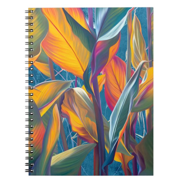 Cuaderno Hojas tropicales, pared de hormigón grueso. (Frente)