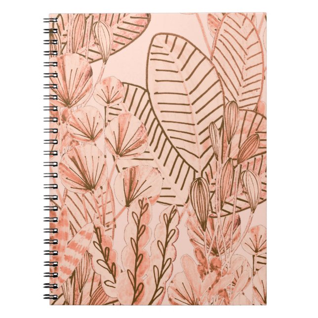Cuaderno Hojas Tropicales: Patrón Creativo Dibujado A Mano. (Frente)