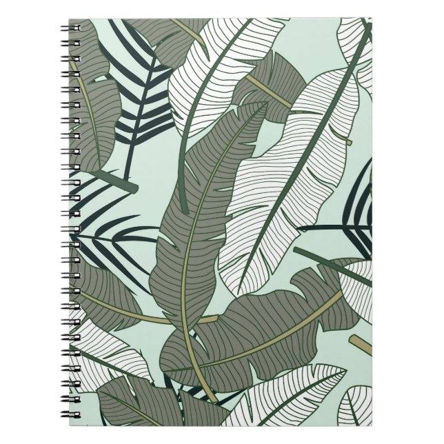 Cuaderno Hojas Tropicales: Patrón de la Naturaleza sin Mar. (Frente)