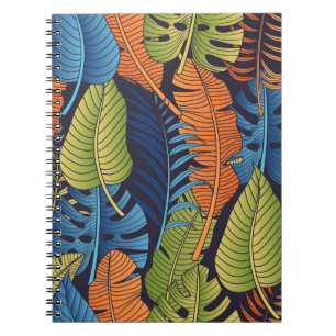 Cuaderno Hojas tropicales, patrón floral sin costuras.