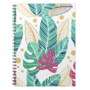 Cuaderno Hojas tropicales. Patrón sin costuras botánicas. V