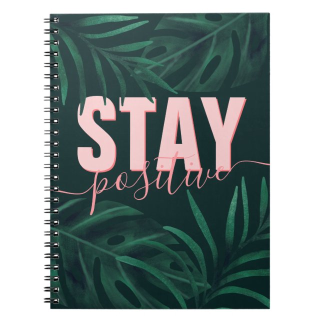 Cuaderno Hojas tropicales positivas de la estadía rosa moti (Frente)