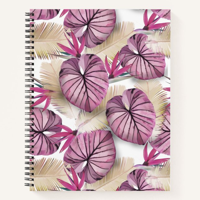 Cuaderno Hojas tropicales rosas (Anverso)