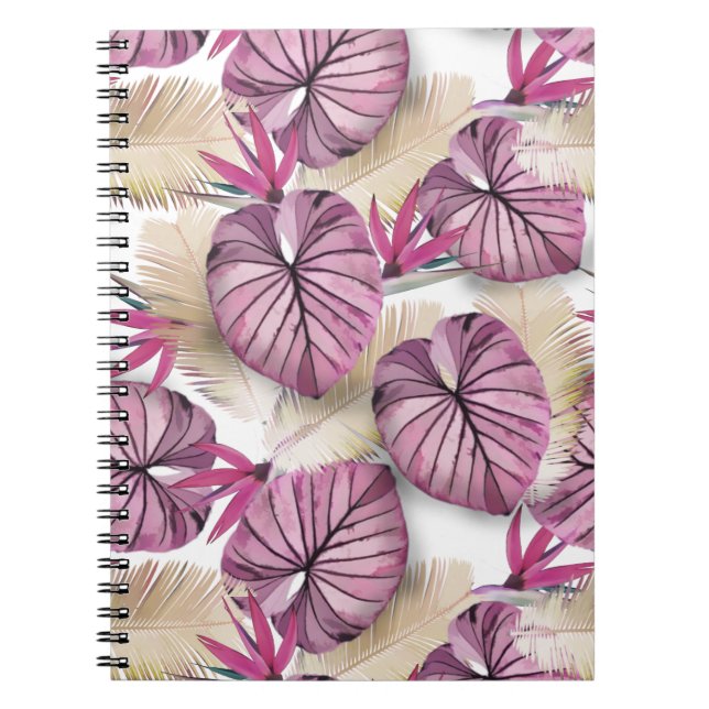 Cuaderno Hojas tropicales rosas (Frente)