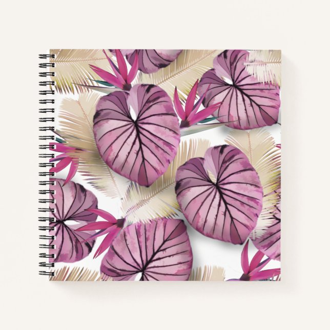 Cuaderno Hojas tropicales rosas (Anverso)