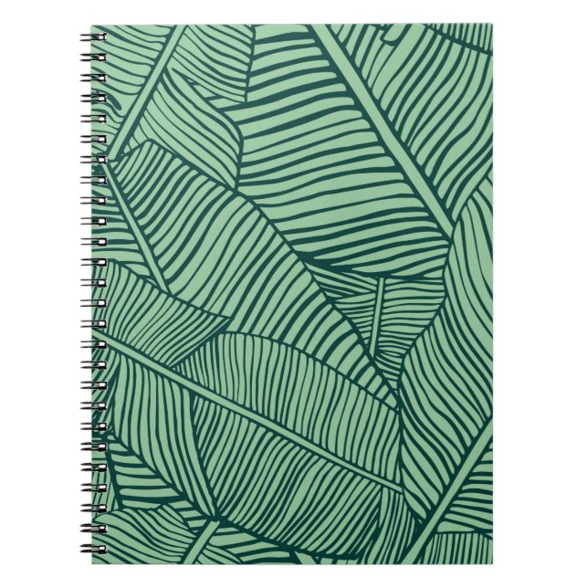 Cuaderno Hojas tropicales. Textura sin foco con hoja de plá (Frente)