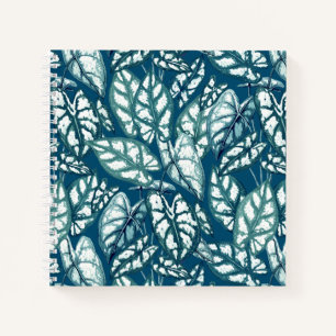 Cuaderno Hojas tropicales Verde azuladas azules