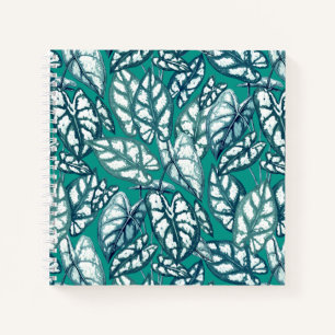 Cuaderno Hojas tropicales Verde azuladas azules