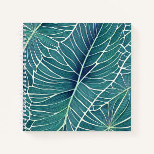 Cuaderno Hojas tropicales Verde azuladas de color azul verd