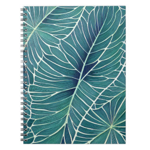 Cuaderno Hojas tropicales Verde azuladas de color azul verd