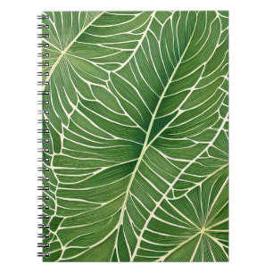 Cuaderno Hojas tropicales verdes de color de agua