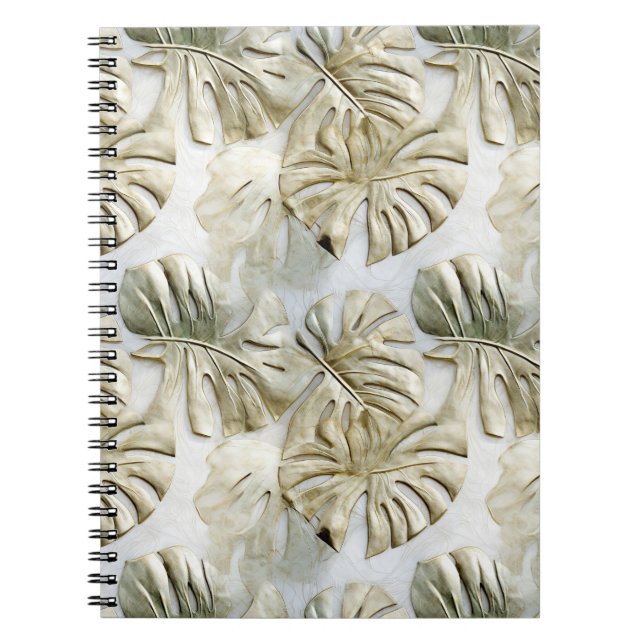 Cuaderno Hojas tropicales verdes de oro (Frente)