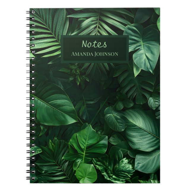 Cuaderno Hojas tropicales verdes exuberantes (Frente)