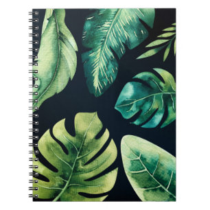 Cuaderno Hojas Tropicales Verdes Negro Elegante Chic Verano