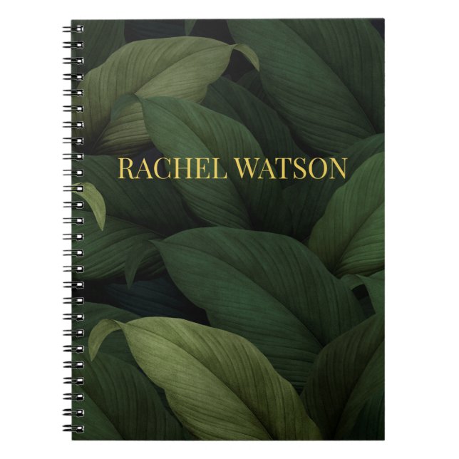 Cuaderno Hojas tropicales verdes oscuras (Frente)