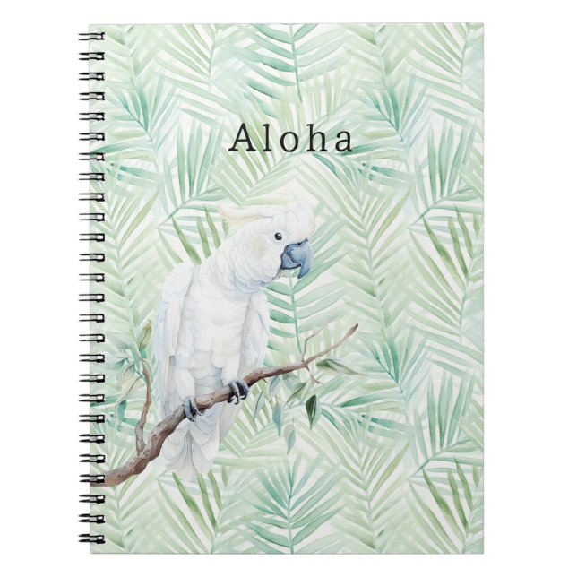 Cuaderno Hojas Tropicales Verdes Pájaro Aloha (Frente)