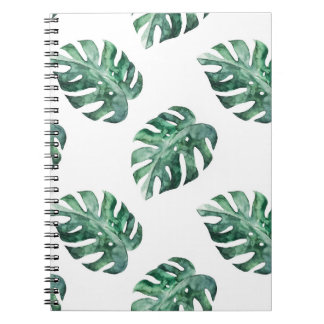 Cuaderno Hojas tropicales verdes, patrón de acuarela