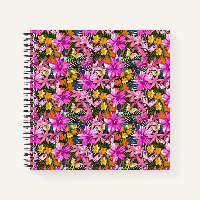 Cuaderno Hojas tropicales y flores (Anverso)