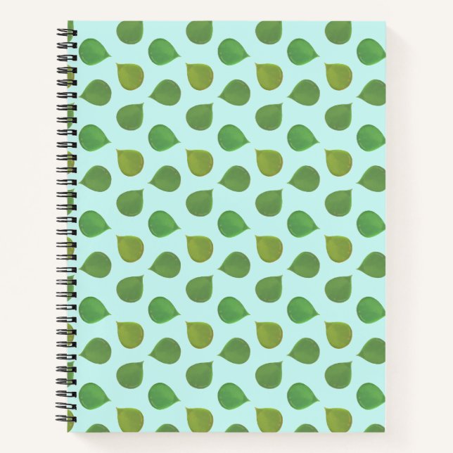 Cuaderno Hojas verdes de árbol de jade sobre azul claro (Anverso)