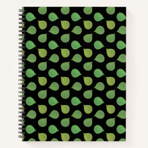 Cuaderno Hojas verdes de árbol de jade sobre negro