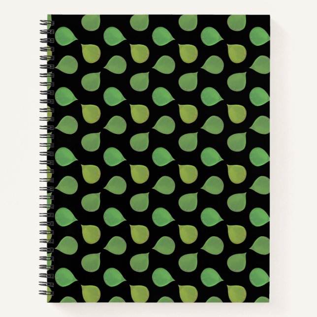 Cuaderno Hojas verdes de árbol de jade sobre negro (Anverso)