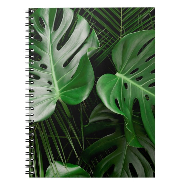 Cuaderno Hojas verdes de monstera y hojas de palma (Frente)