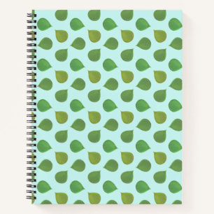 Cuaderno Hojas verdes del árbol Jade con azul claro
