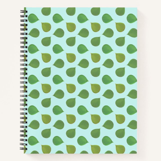 Cuaderno Hojas verdes del árbol Jade con azul claro (Anverso)