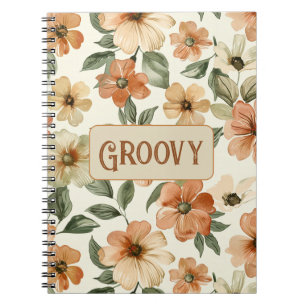 Cuaderno Hojas Verdes Naranjas Groovy de los Setenta