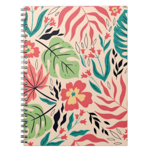 Cuaderno Hojas y flores tropicales: Fusión vintage