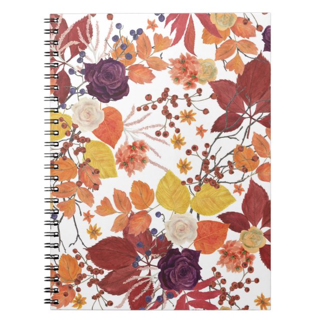 Cuaderno Hojas y Rosas de acuarela de otoño (Frente)