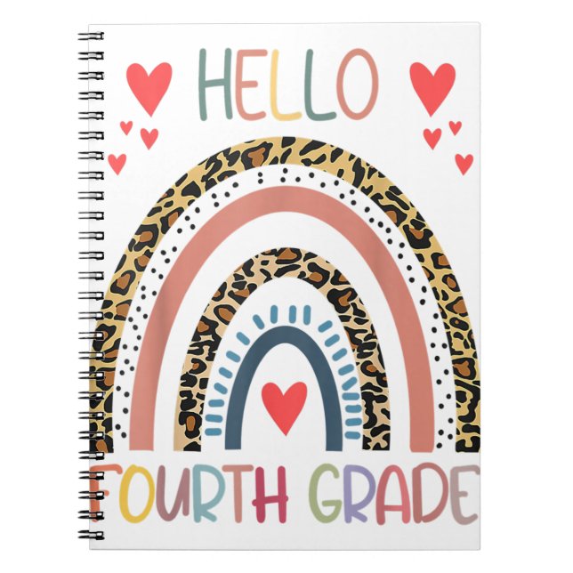Cuaderno Hola 4° grado de leopardo arcoiris cuarto grado de (Frente)
