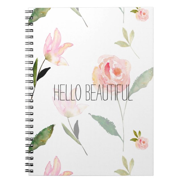 Cuaderno Hola acuarela hermosa floral (Frente)