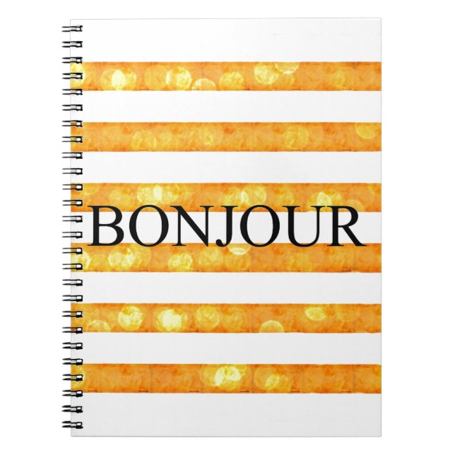 Cuaderno Hola Bokeh de Franja Naranja (Frente)
