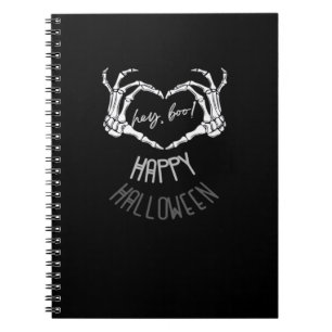 Cuaderno ¡Hola, Boo! Felices Halloween Skeleton Hand Heart 