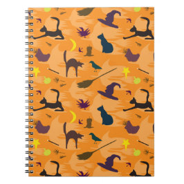 Cuaderno Hola Bruja - sin fisuras patrón de Halloween.
