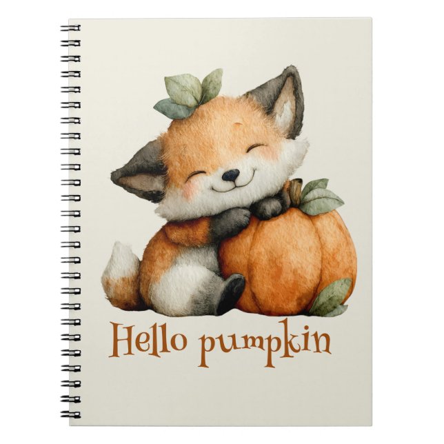Cuaderno Hola Calabaza Cute Fox Halloween Diseño (Frente)